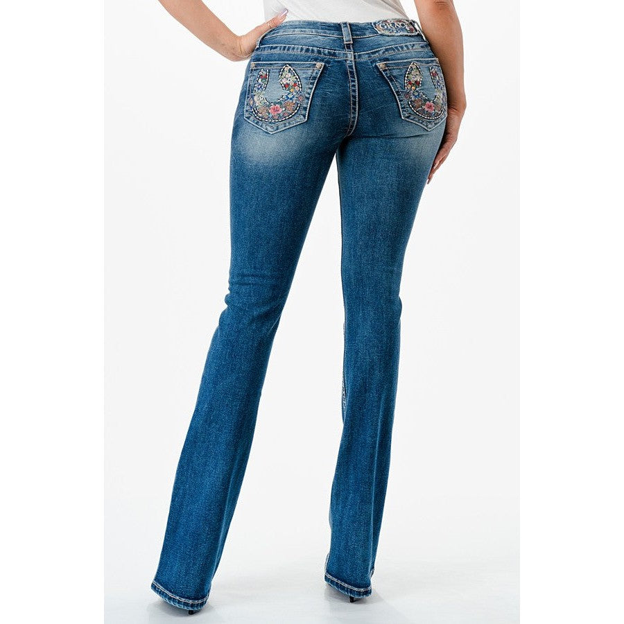 Grace in LA Women's Jeans - Horseshoe Floral