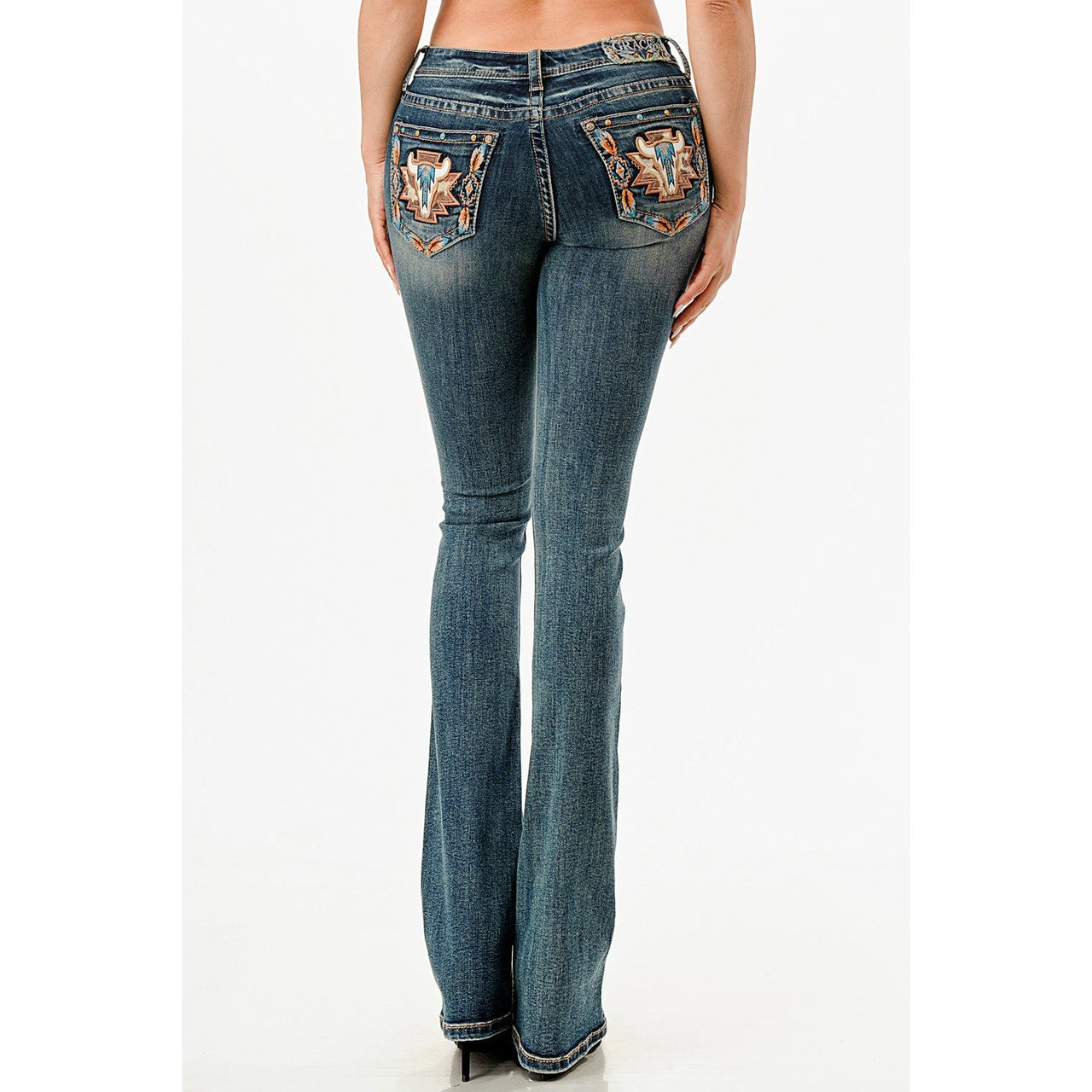 Grace in LA Women's Jeans - Steer Head