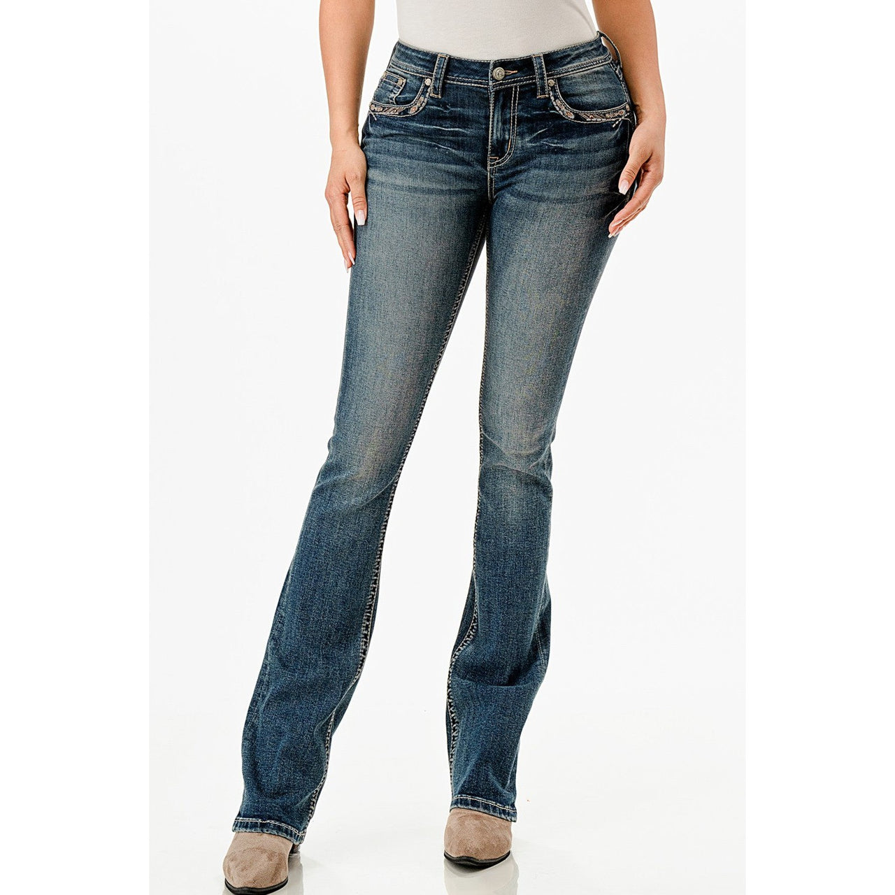 Grace in LA Women's Jeans - Cowhide Trim