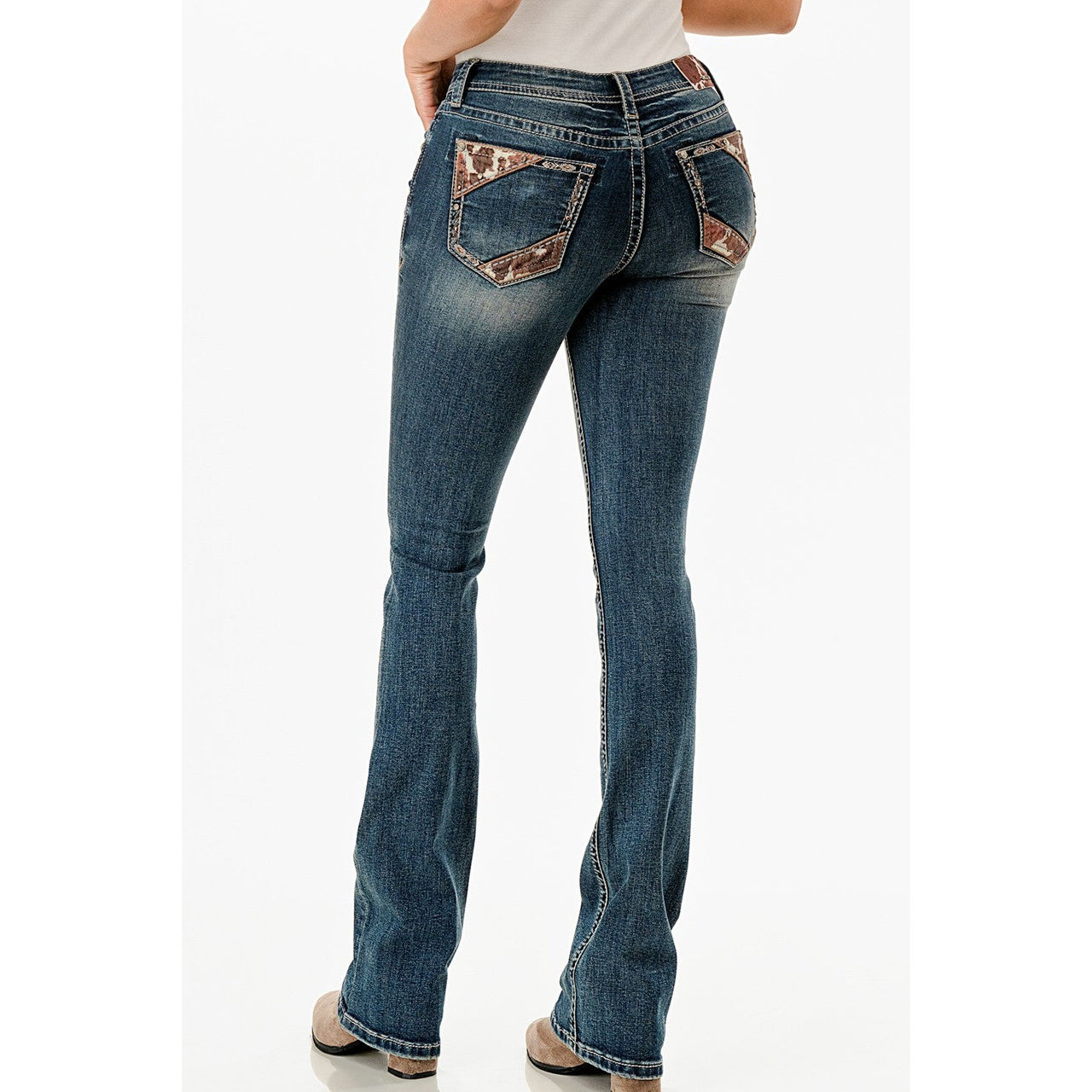 Grace in LA Women's Jeans - Cowhide Trim