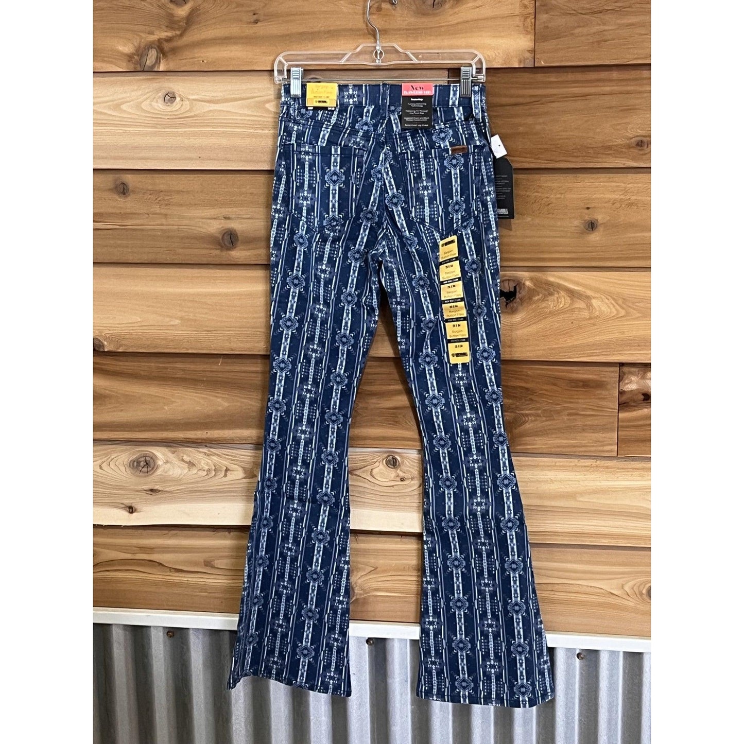 Rock & Roll Women's Aztec Button Flare Jean- Blue