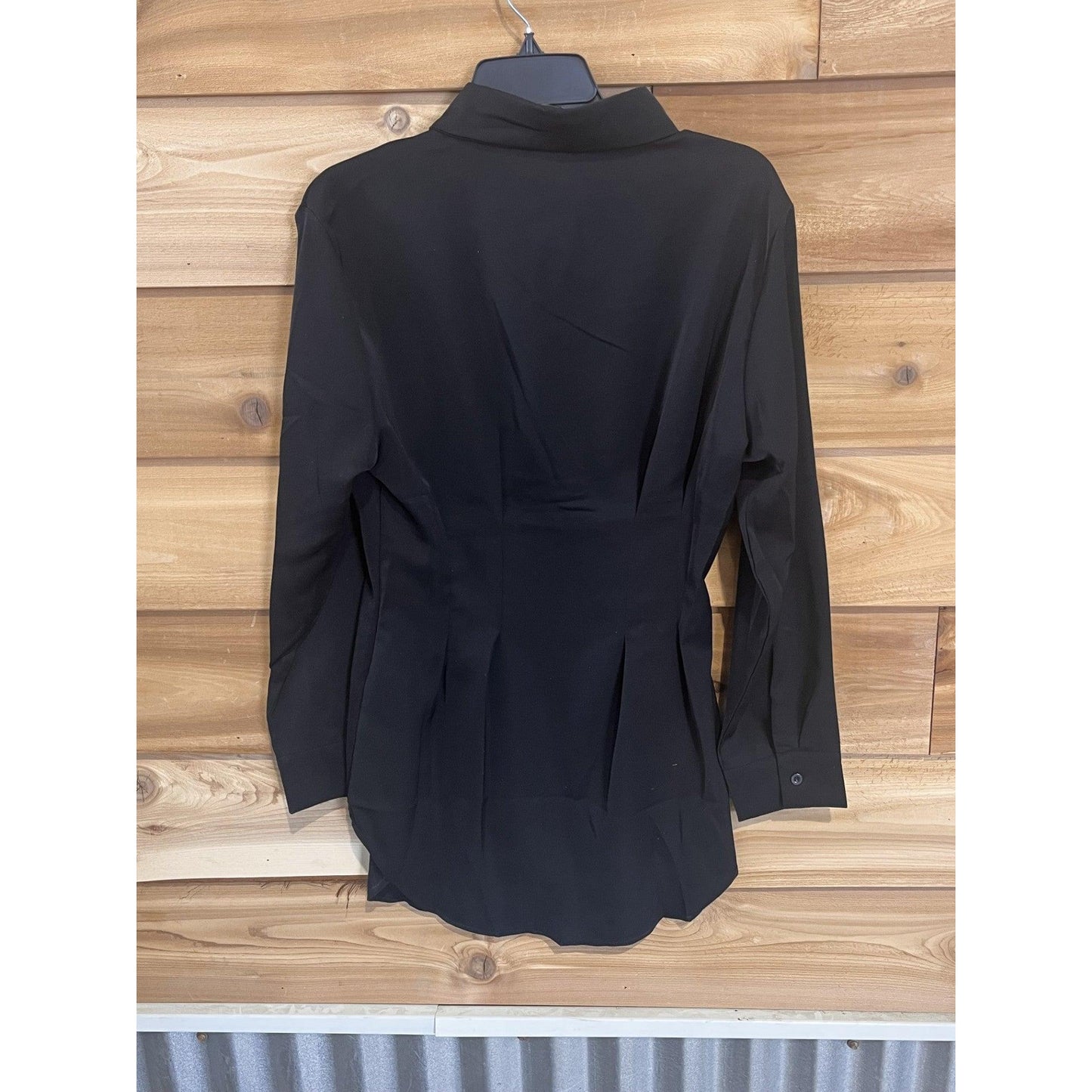 Lucky & Blessed Women's Button Down Long Sleeve Collared Corset Dress-Black