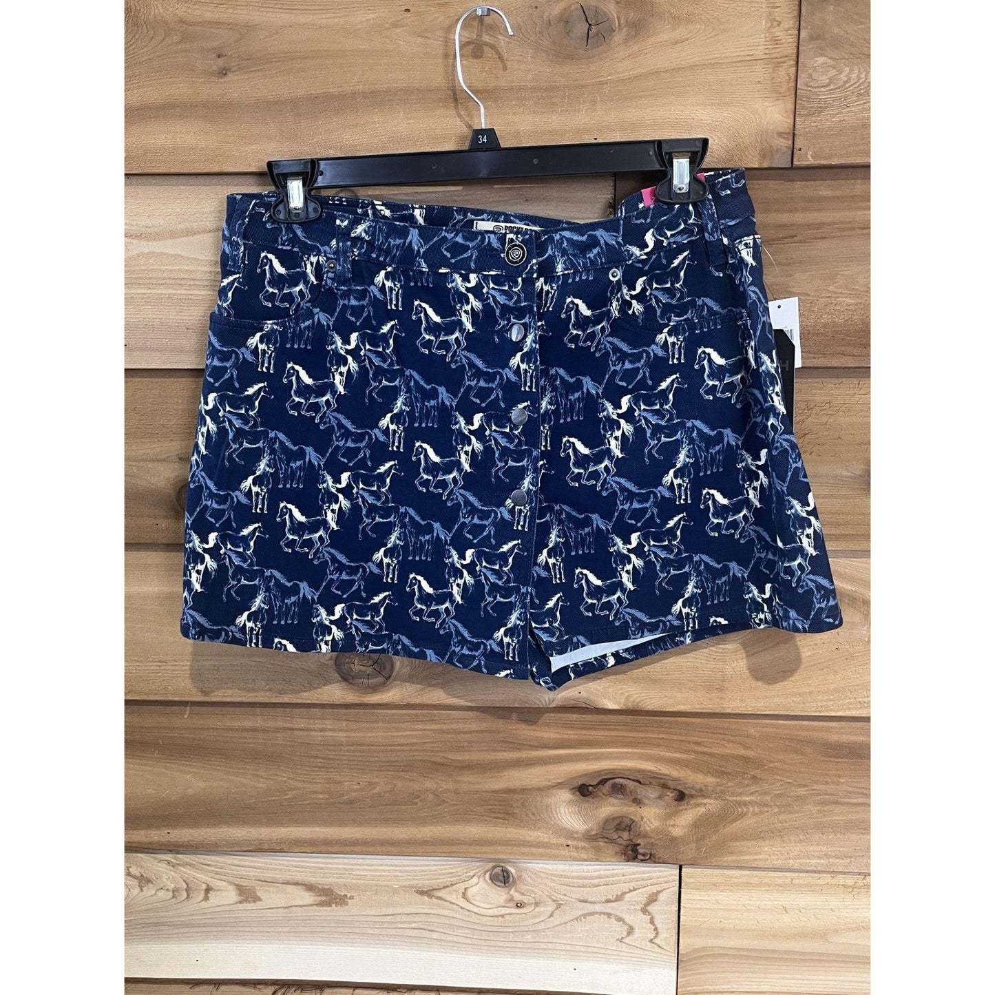 Rock & Roll Women's Horse Print Skort- Blue