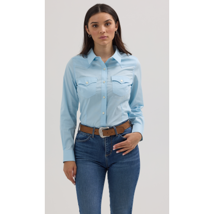 Wrangler Women's ASAP Retro Long Sleeve Shirt - Blue