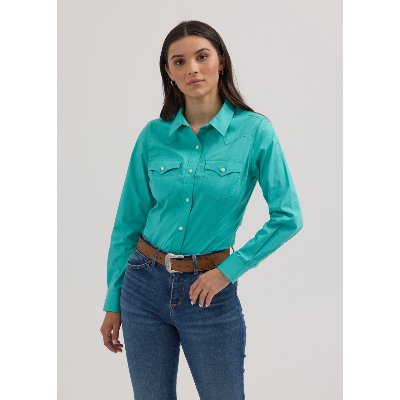Wrangler Women's ASAP Retro Long Sleeve Shirt - Turquoise