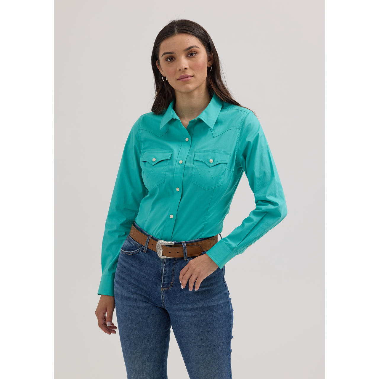 Wrangler Women's ASAP Retro Long Sleeve Shirt - Bright Aqua