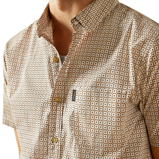 Ariat Men's Short  Sleeve Maximo Modern Fit Shirt - Khaki