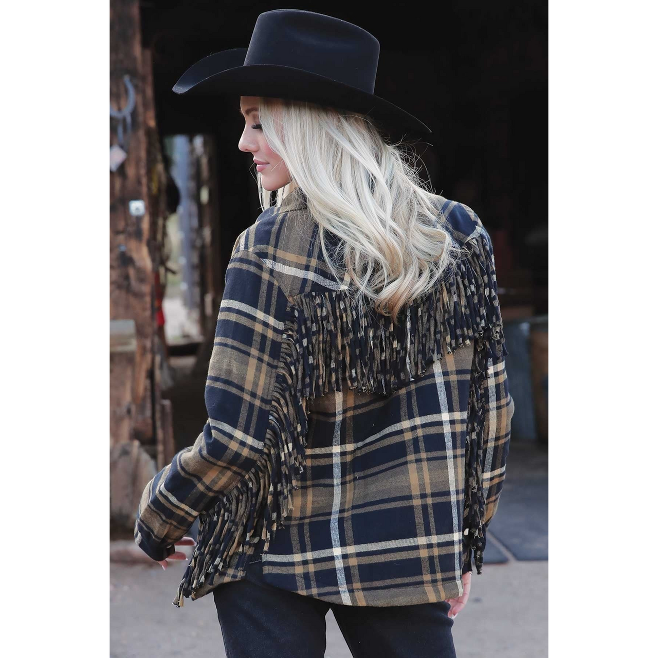 Cruel Women's Long Sleeve Plaid Shirt Jacket - Black