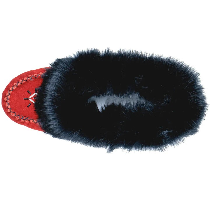 Bastien Ladies Moccasins with Black Rabbit Fur