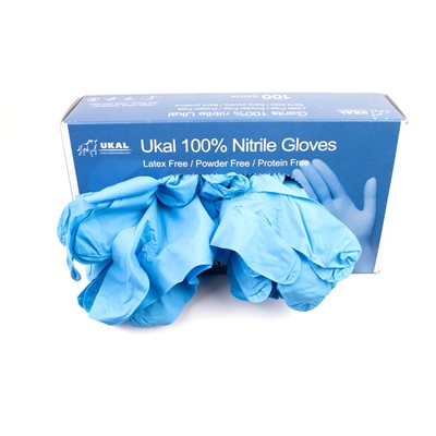 Ukal 100% Nitrile Gloves 4 ml Blue (100)