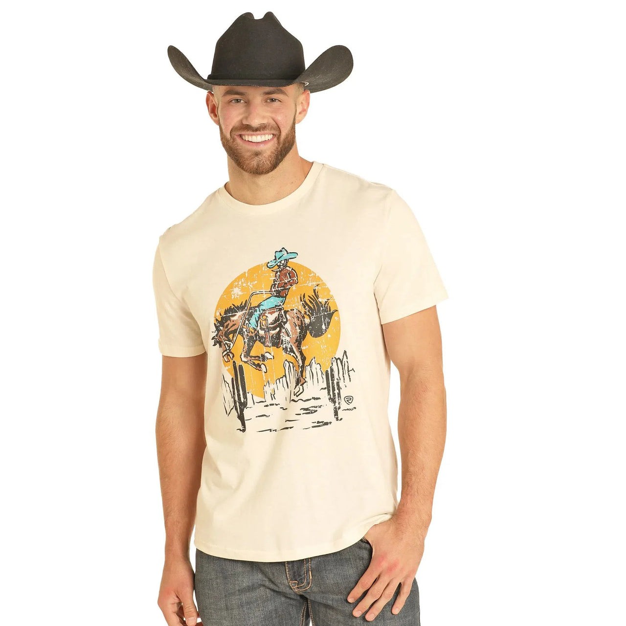 Rock & Roll Unisex Saddle Bronc Graphic T-Shirt - Natural