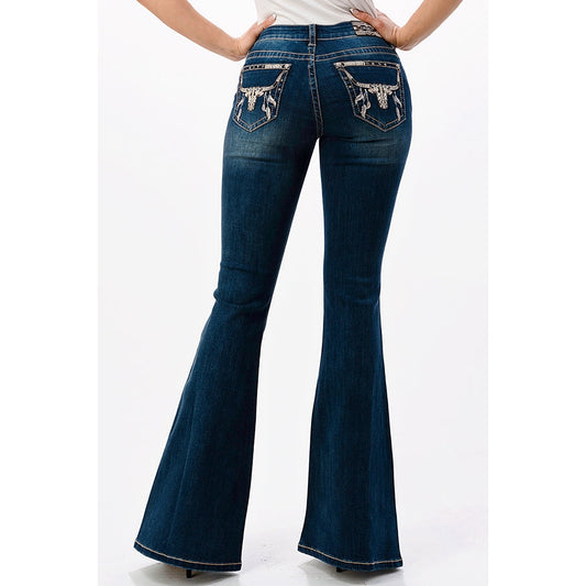 Grace in LA Women's Easy Flare Jeans - Longhorn Head