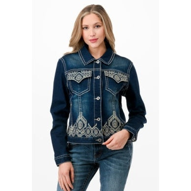 Grace in LA Women's Denim Jacket - Dark Blue