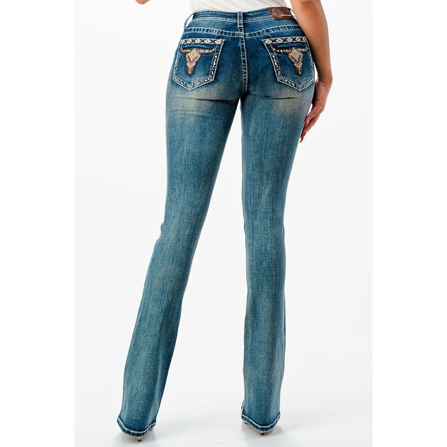 Grace in LA Women's Bootcut Jeans - Steerhead Leather
