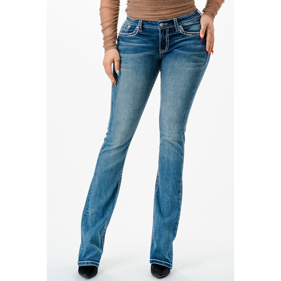 Grace in LA Women's Bootcut Jeans - Cowhide Trim