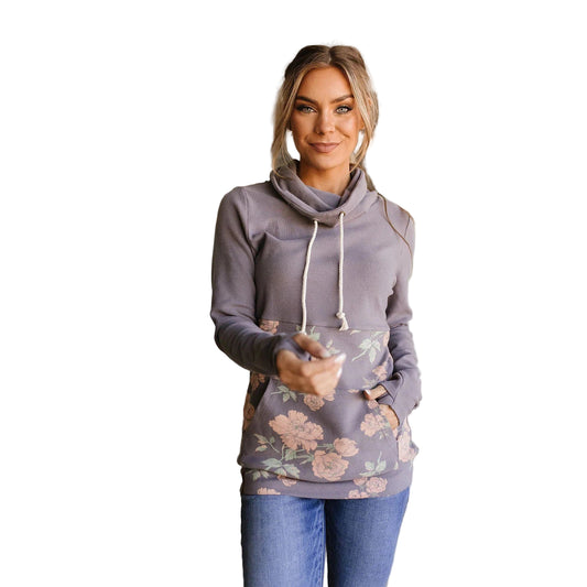 Ampersand Women's Tickle My Fancy Cowlneck Sweatshirt - Grey/Pink/Green