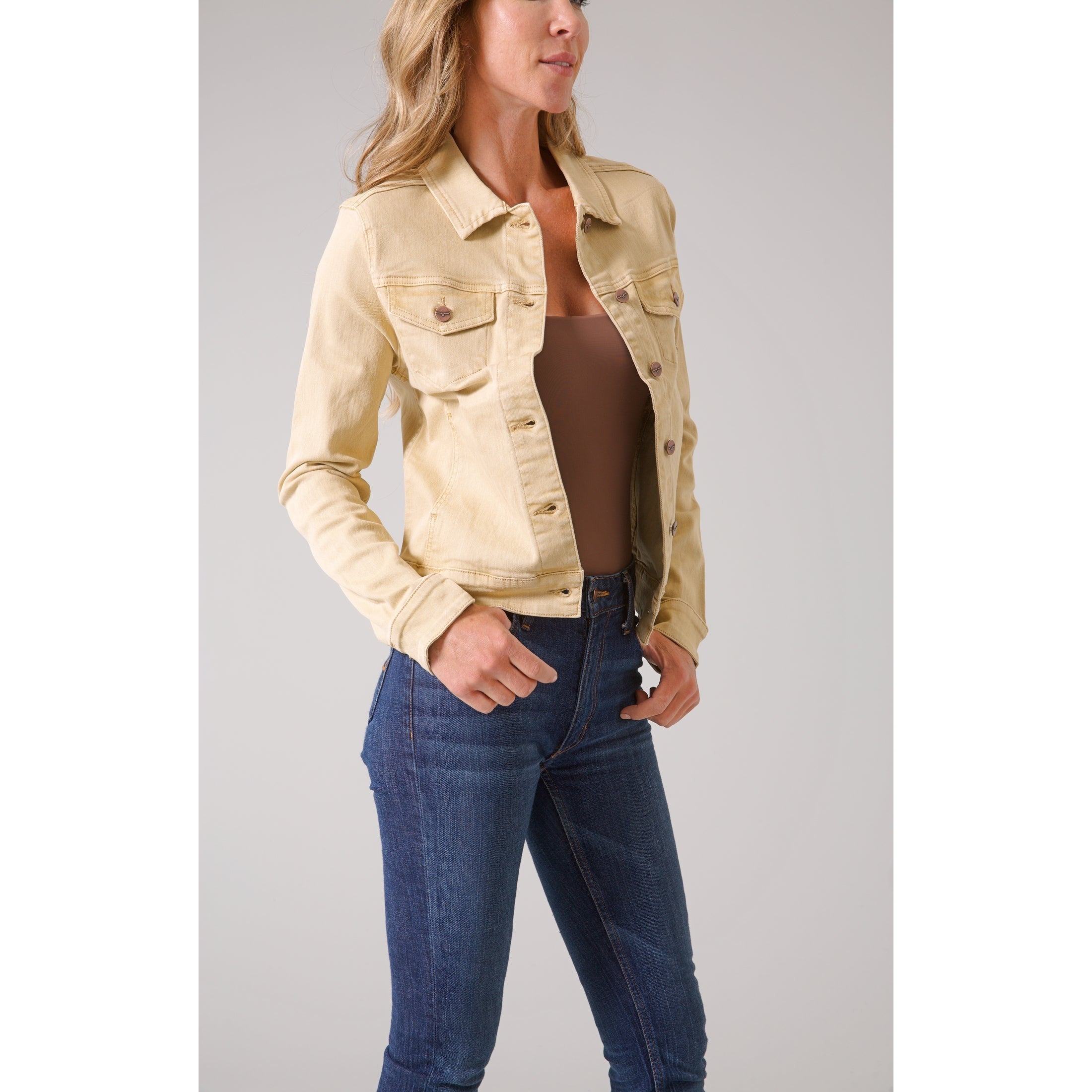 Khaki denim hotsell jacket ladies