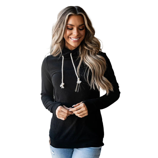 Ampersand Women's Poppy Seed Performance Fleece Cowlneck Sweatshirt - Black