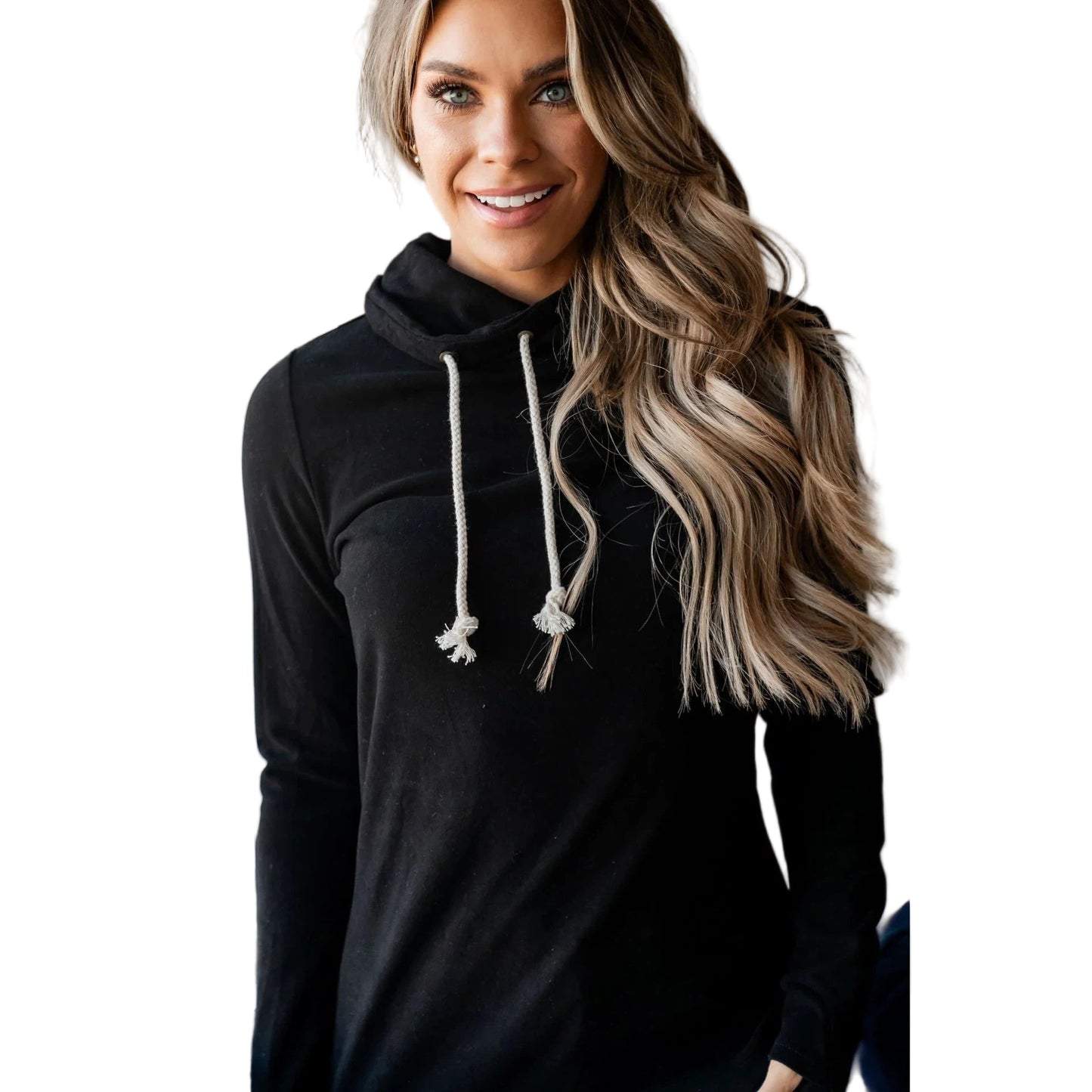 Ampersand Women's Poppy Seed Performance Fleece Cowlneck Sweatshirt - Black