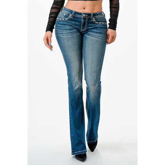 Grace in LA Easy Boot Jeans - Eagle w/Leather