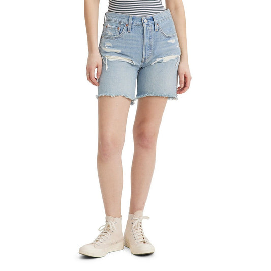 Levi Women's 501 Mid Thigh Shorts - Earthquake (Light Wash)