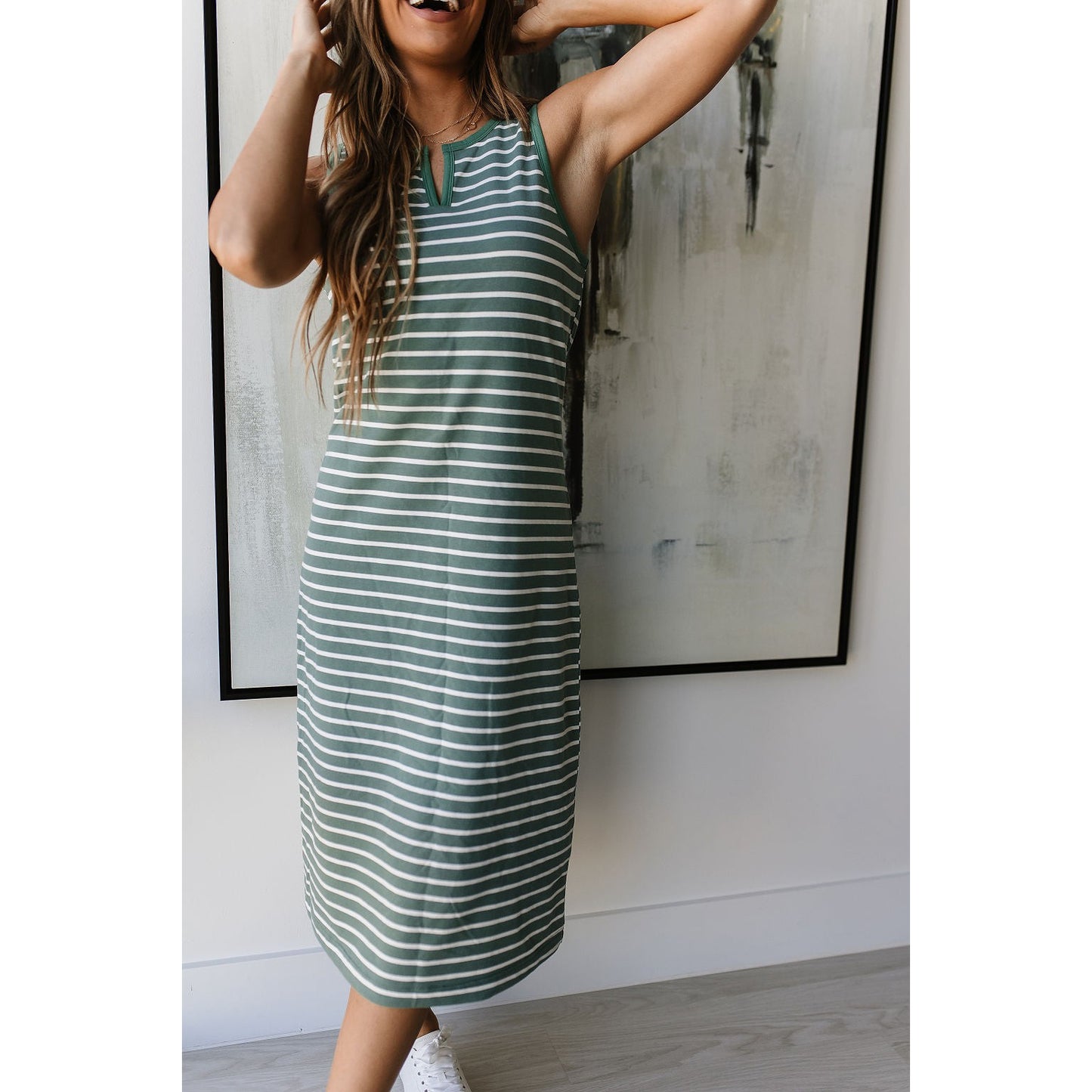 Ampersand Women's Striped Midi Dress - Sweet Mint