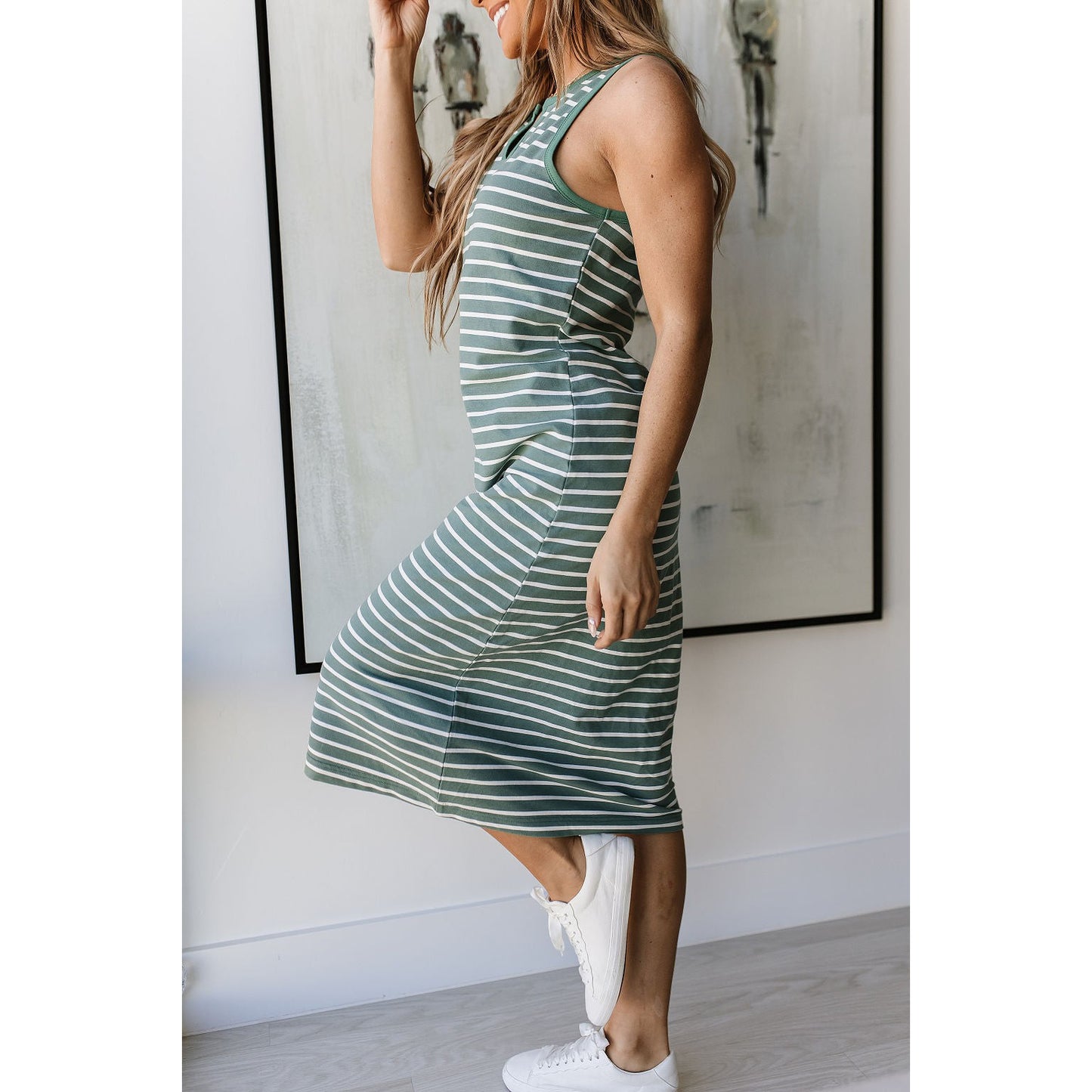 Ampersand Women's Striped Midi Dress - Sweet Mint