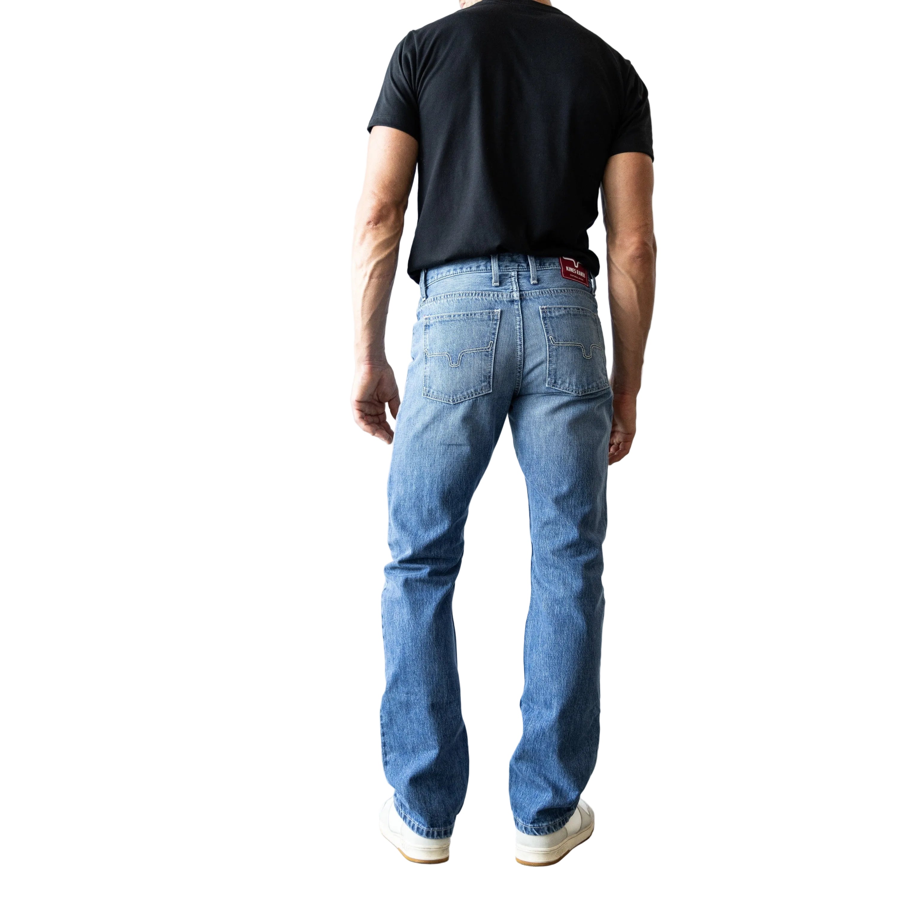 Kimes Men's James Lower Rise Straight Bootcut Jeans - Mid Wash
