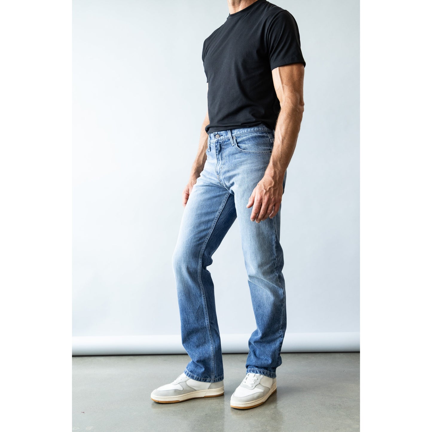 Kimes Men's James Lower Rise Straight Bootcut Jeans - Mid Wash