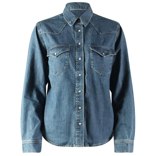 Silver Women's Long Sleeve Denim Shirt - Medium Indigo