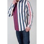 Kimes Men's Button Long Sleeve Striped Shirt - Navy