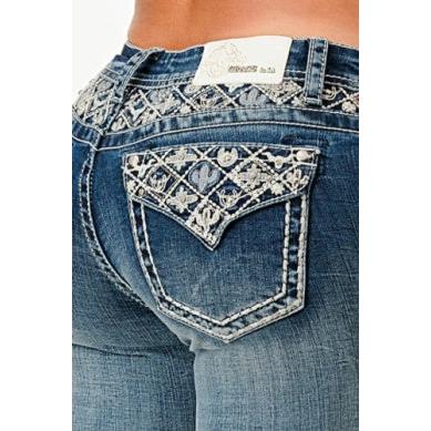 Grace in LA Women's Yoke Embroidery Jeans