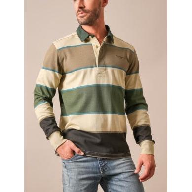 Kimes Mens York Long Sleeve Polo Top - Army Green