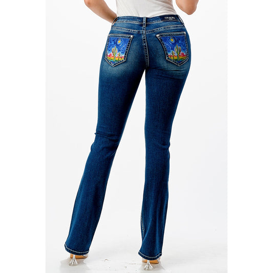 Grace in LA Women's Easy Bootcut Jeans - Cactus Setting