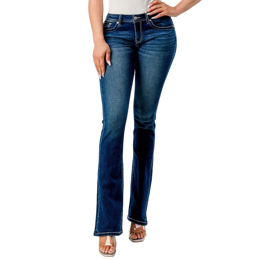 Grace in LA Women's Easy Bootcut Jeans - Cactus Setting