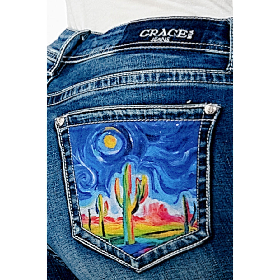 Grace in LA Women's Easy Bootcut Jeans - Cactus Setting