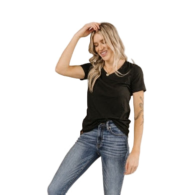 Ampersand Women's V Neck Lulu Tee  Black