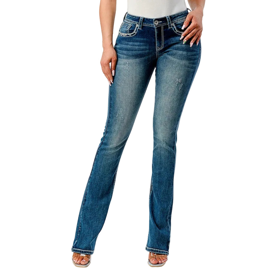 Grace in LA Women's Easy Bootcut Jeans - W Stitch
