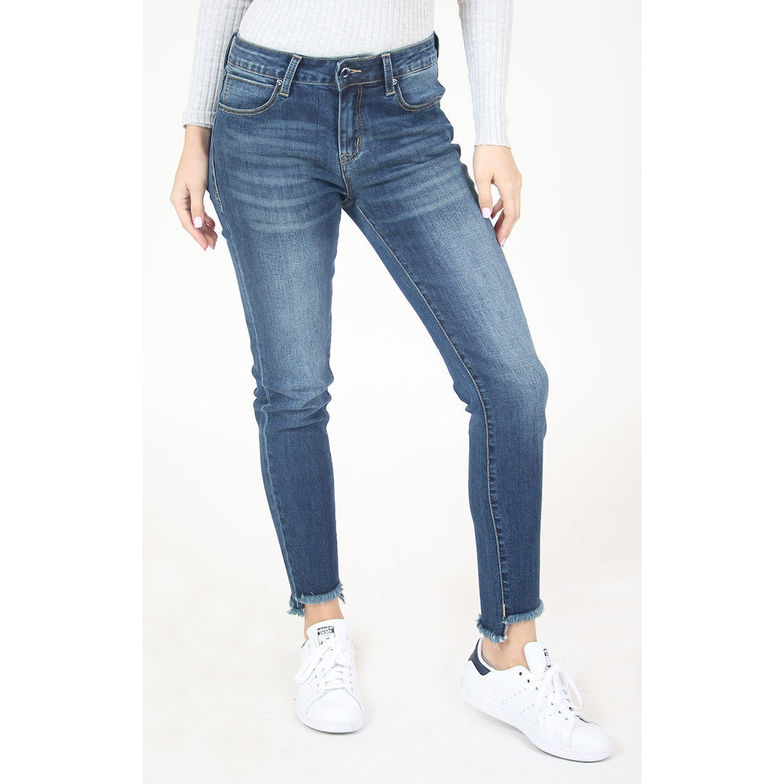 Grace in LA Women's Easy Skinny Jeans - Frayed Step Hem