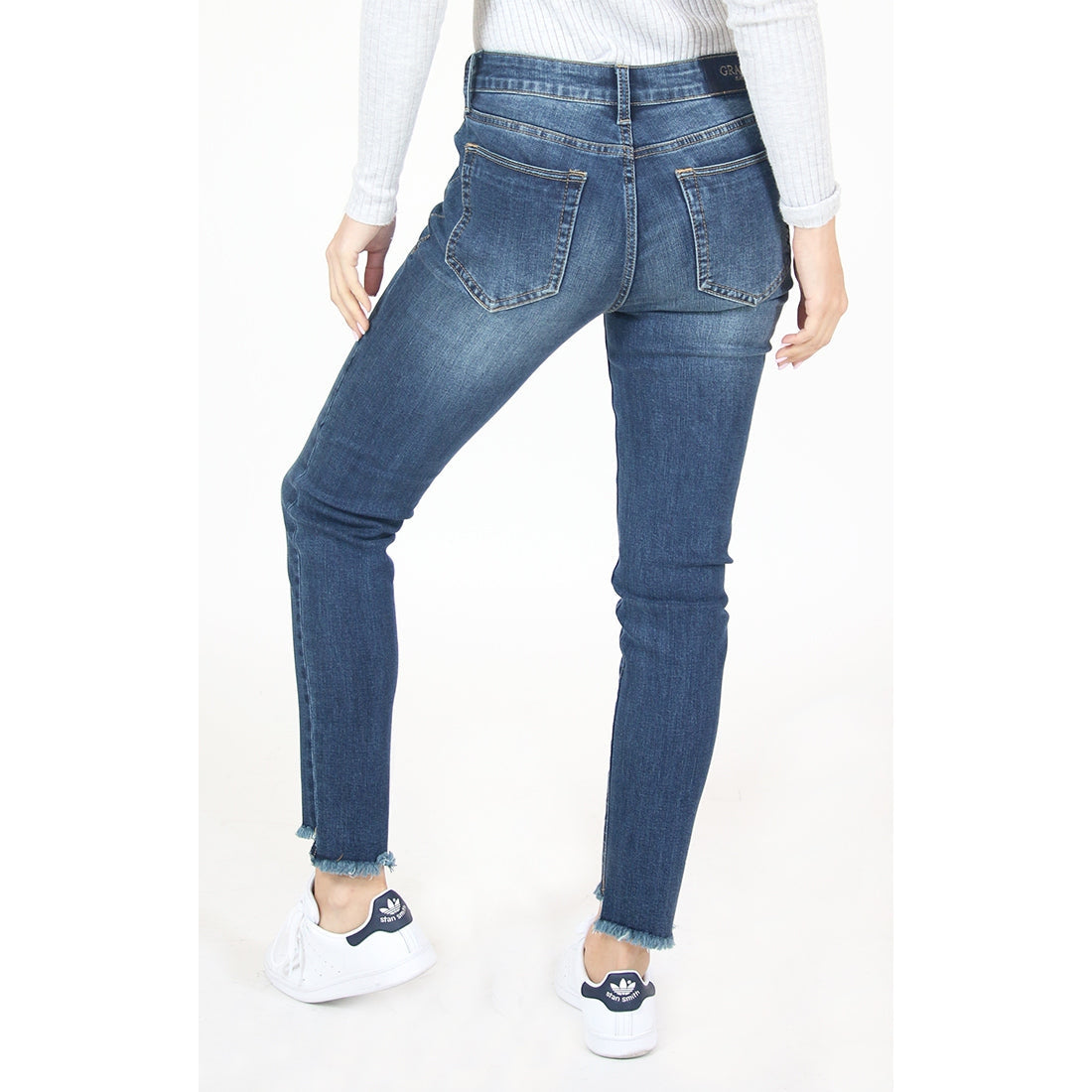 Grace in LA Women's Easy Skinny Jeans - Frayed Step Hem