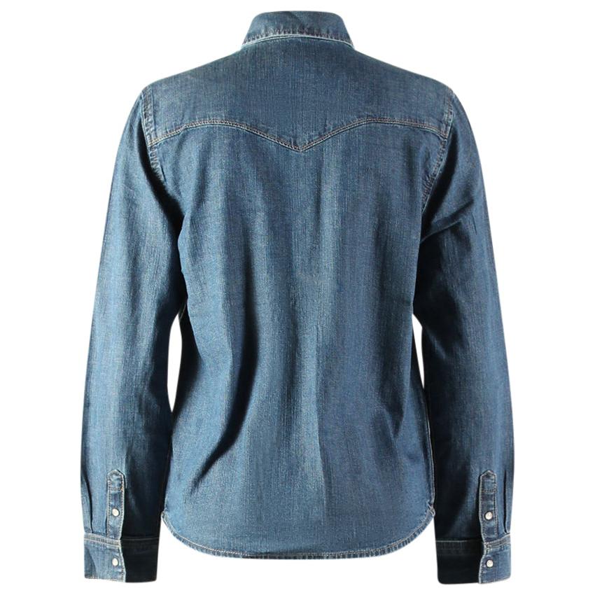 Silver Women's Long Sleeve Denim Shirt - Medium Indigo