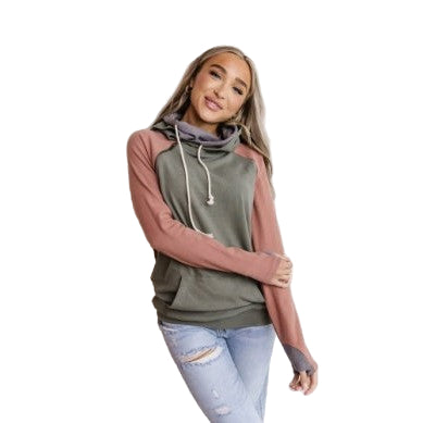 Ampersand Women's Note To Self DoubleHood Sweatshirt - Green/Red/Grey