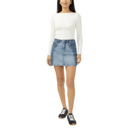 Silver Women's Western Denim Mini Skirt- Glimmer