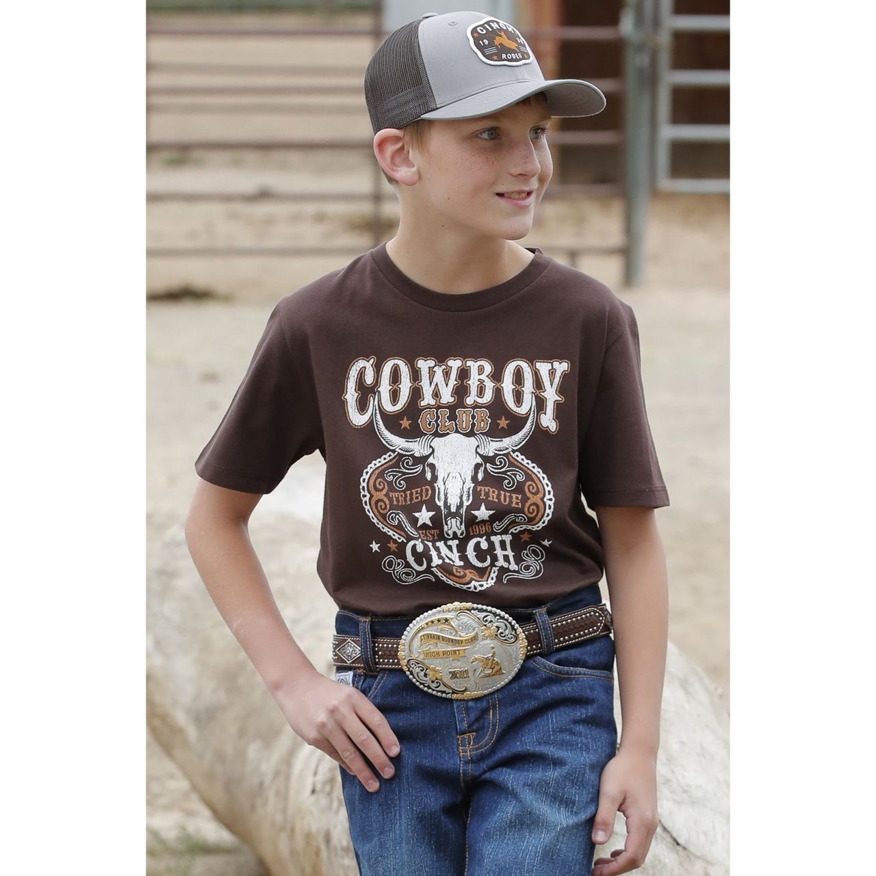 Cinch Boy's Graphic Short Sleeve T-Shirt - Brown