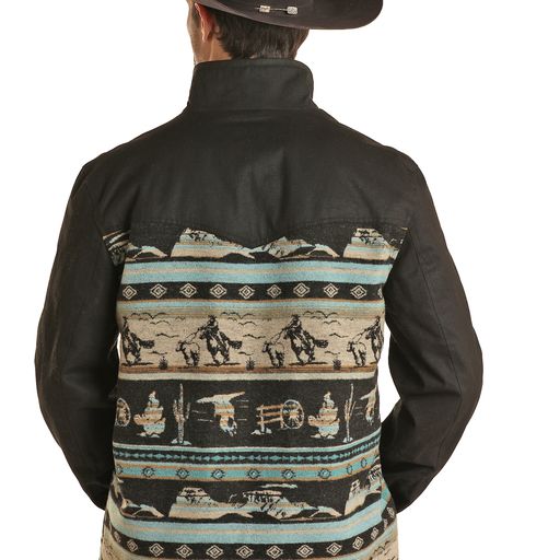 Rock & Roll Men's Canvas & Wool Coat - Black