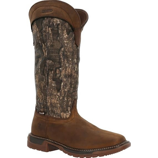 **Rocky Men's Original Ride FLX Back Zip Waterproof Snake Boot - Brown