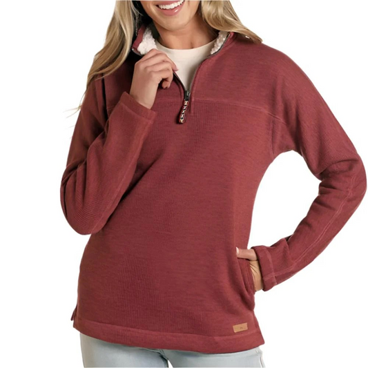 Powder River Women's 1/4 Zip Berber Lined Pullover - Rose