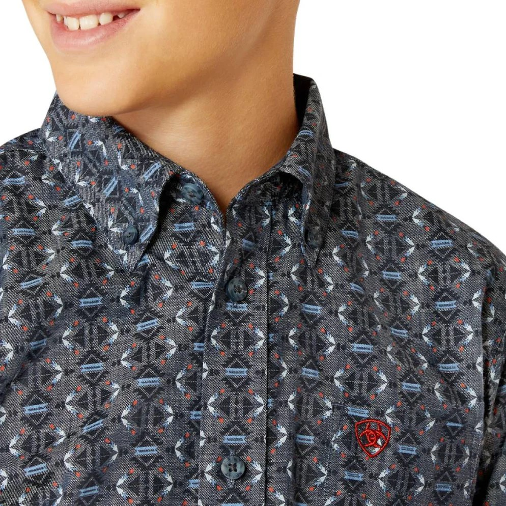 Ariat Boy's Rochard Classic Fit Shirt - Chambray Blue