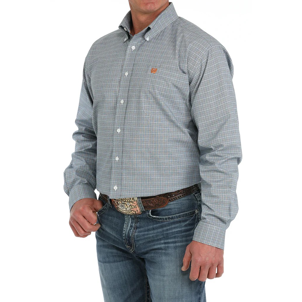 Cinch Men's Long Sleeve Print Shirt- Blue