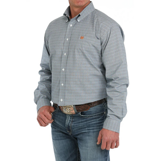 Cinch Men's Long Sleeve Print Shirt- Blue